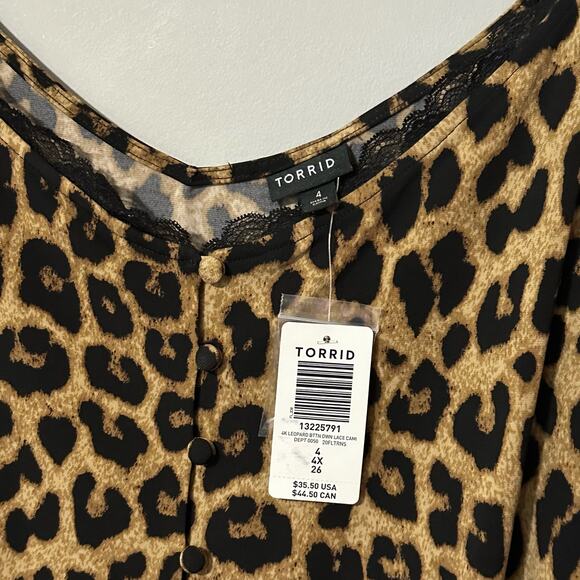 Torrid NEW Leopard Button Down Lace Cami Womens 4X (26) Studio Knit Swing Tank - Picture 5 of 7